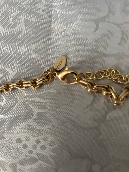 C#1 Gold-tone 16 inch loose and Crystal Chico necklace