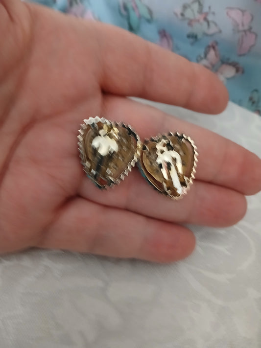 C# 2 Vintage Silvertone AB Red Red Rhinestone Clip ons