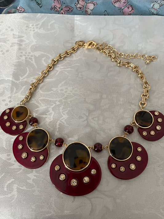 C#1 Gold-tone 16 inch loose and Crystal Chico necklace