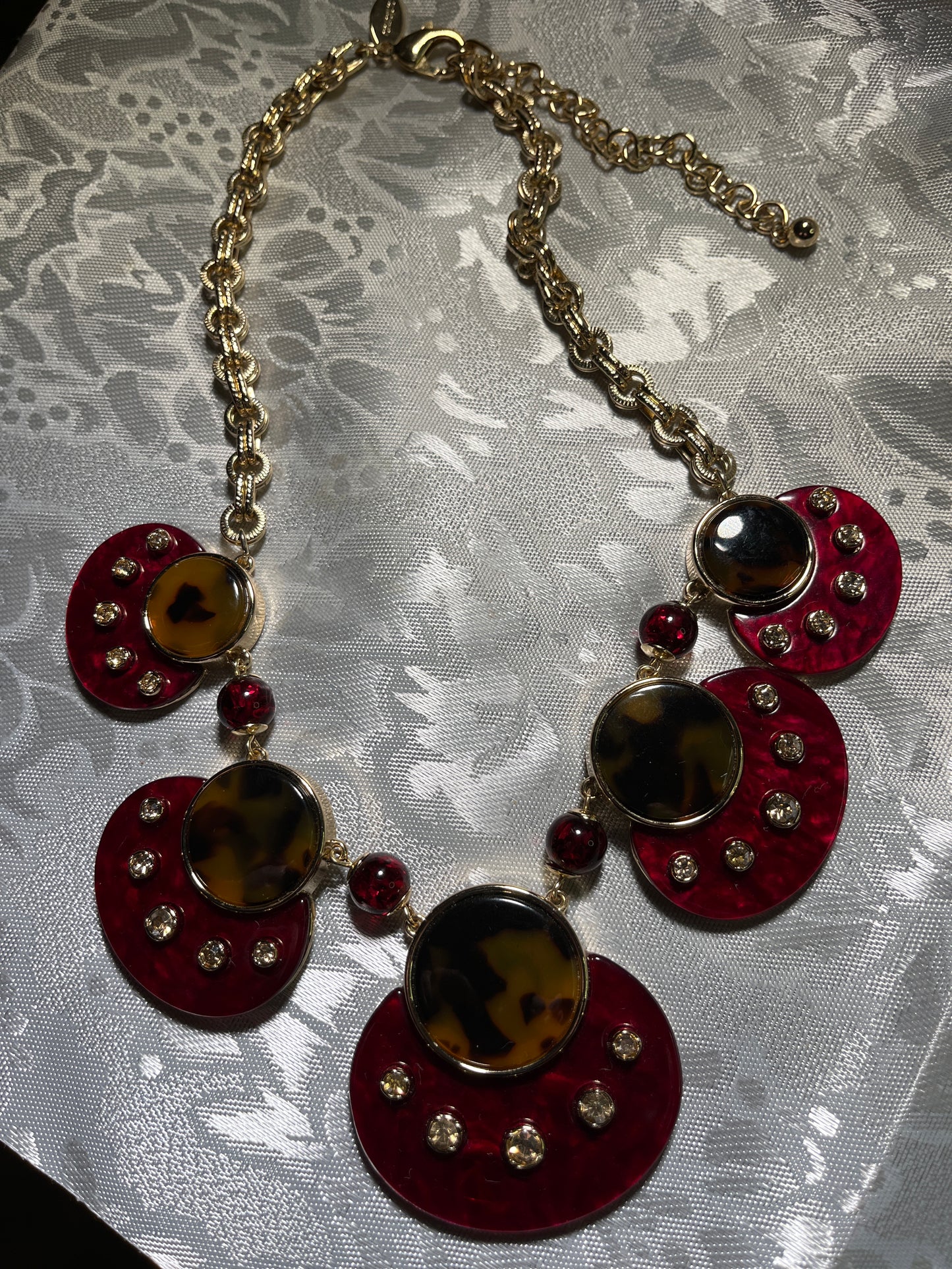 C#1 Gold-tone 16 inch loose and Crystal Chico necklace