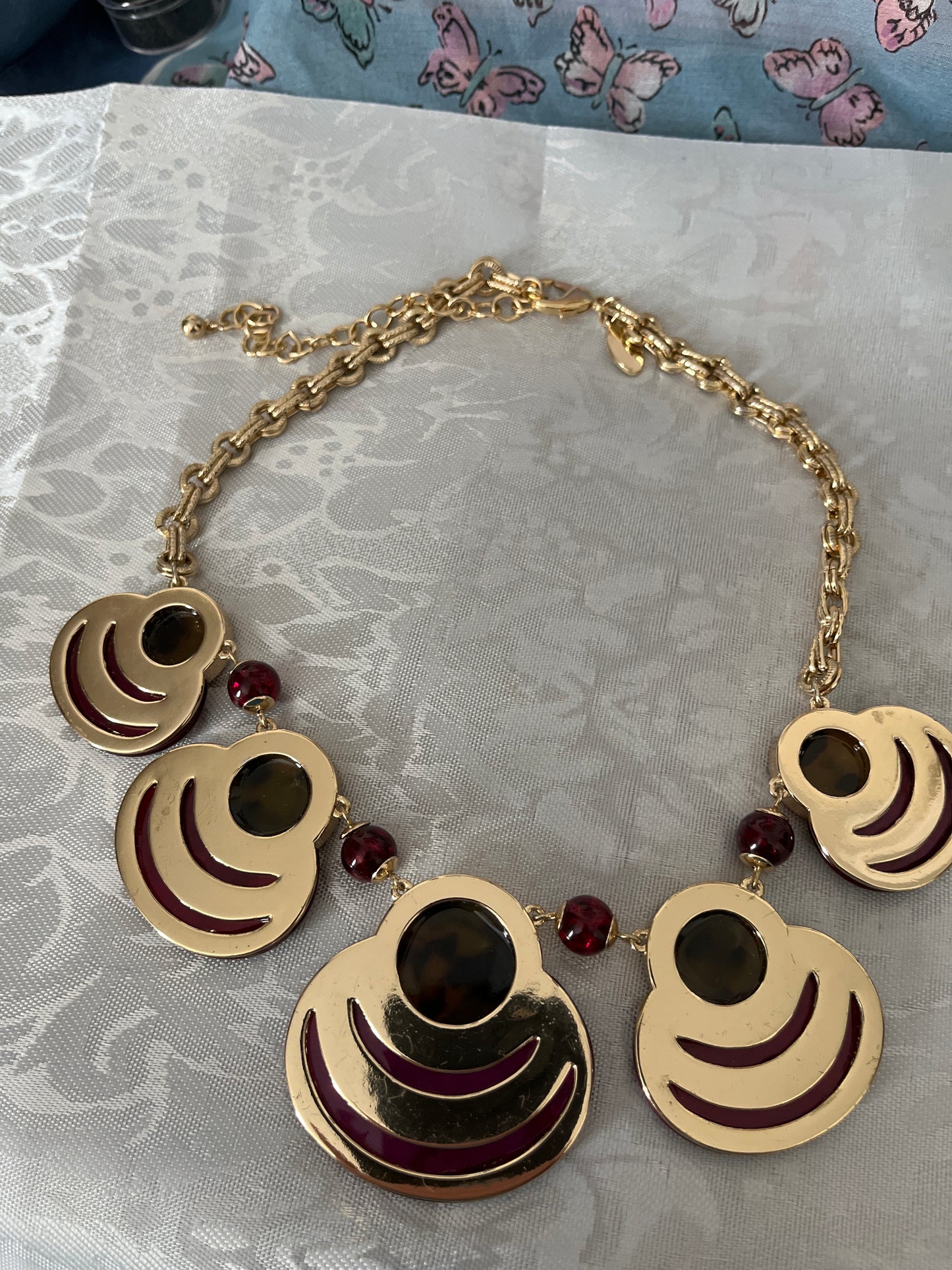 C#1 Gold-tone 16 inch loose and Crystal Chico necklace