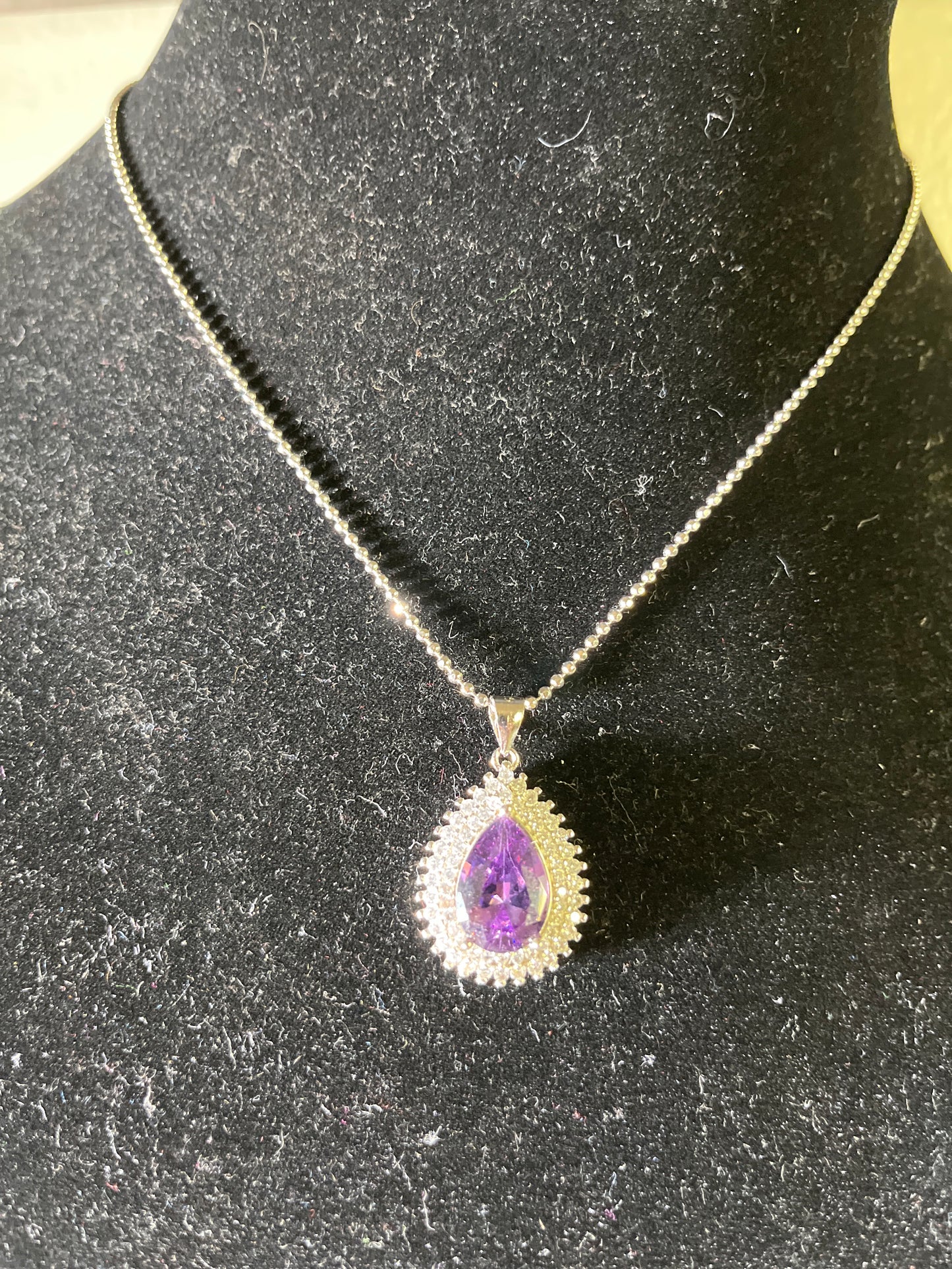 C#12 Gorgious Amethyst and white topaz silver pendent